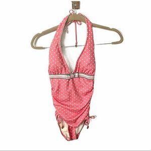 JUICY COUTURE womens vintage pin up girl hot pink polka dot swim size medium